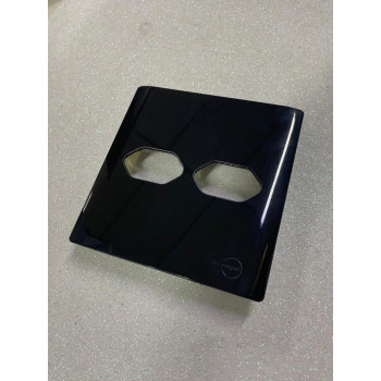 Placa p/ 2 Tomadas 4x4 - Novara Preto Brilhante 